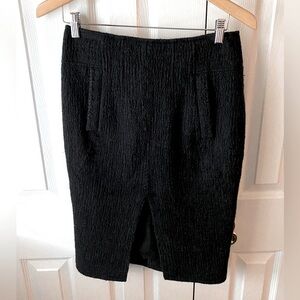 Altuzarra Black 100% Textured Wool Silk Lined Quiet Luxury Office Pencil Skirt 6